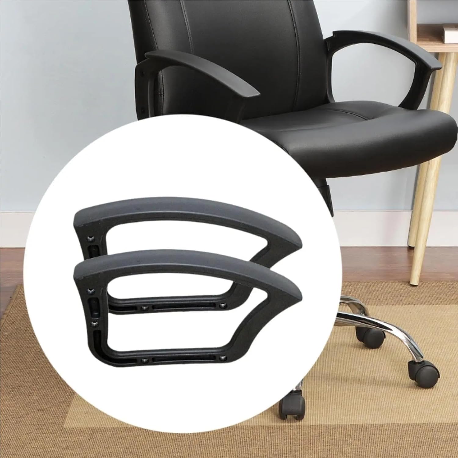 Black PP Replacement Armrest Parts, Ergonomic Arm Circles for Office & Desk Chair Accessories