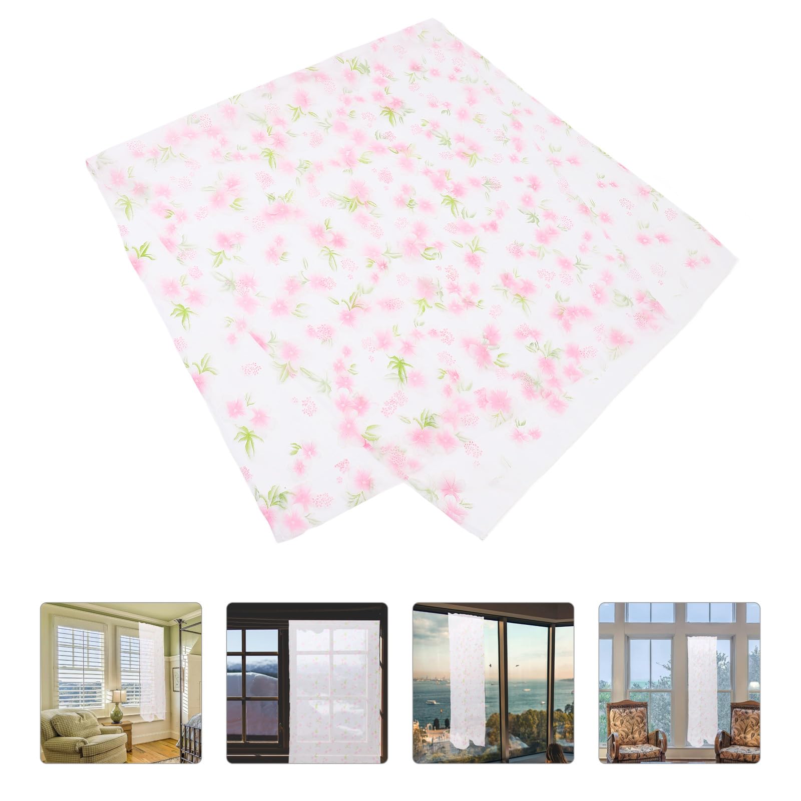 Veemoon Floral Tulle Curtain Rustic Flower Curtains Boho Curtains Sheer Girls Room Pink Sheer Transparent Net for Bedroom Living Room Shop Hotel(Pink 1 * 2M) - Image 3