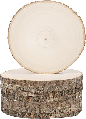 8 piezas grandes de madera sin terminar, losas de madera de 6 a 7 pulgadas para centros de mesa, círculo de madera natural, centros de mesa de