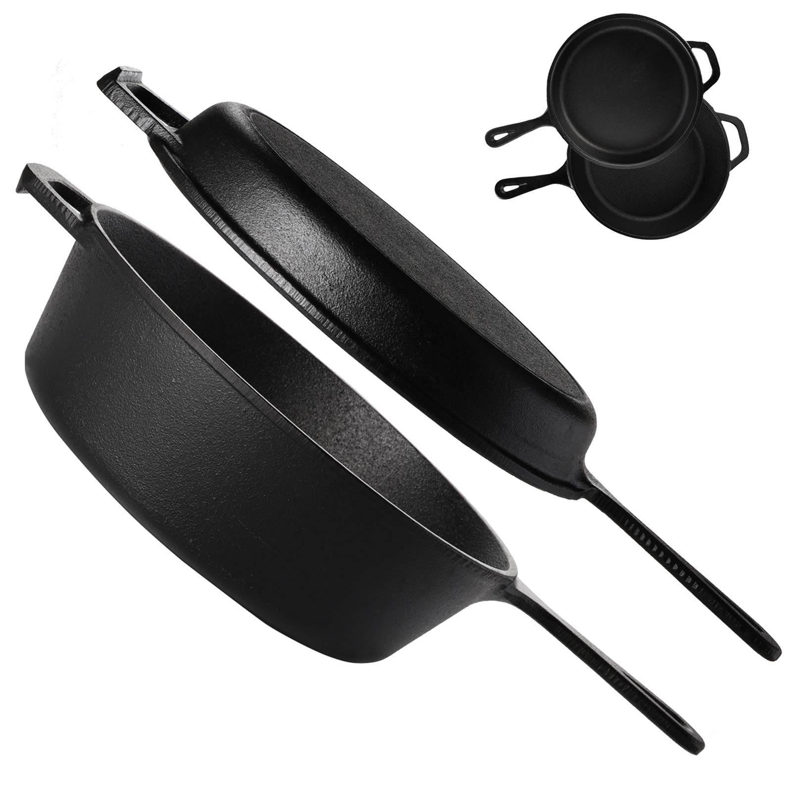 Buy Yarlung 2 Pack Cast Iron Dutch Oven Skillet Set, 10 Inch 2 In1 Pre
