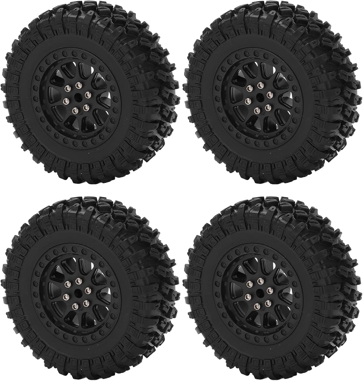RC Car Tyre Wheel, Exquisite Workmanship Shock Absorption RC Car Rubber Tires for B14 B24 C14 C24 for D90 D91 D96 D99 (R789BL Black)