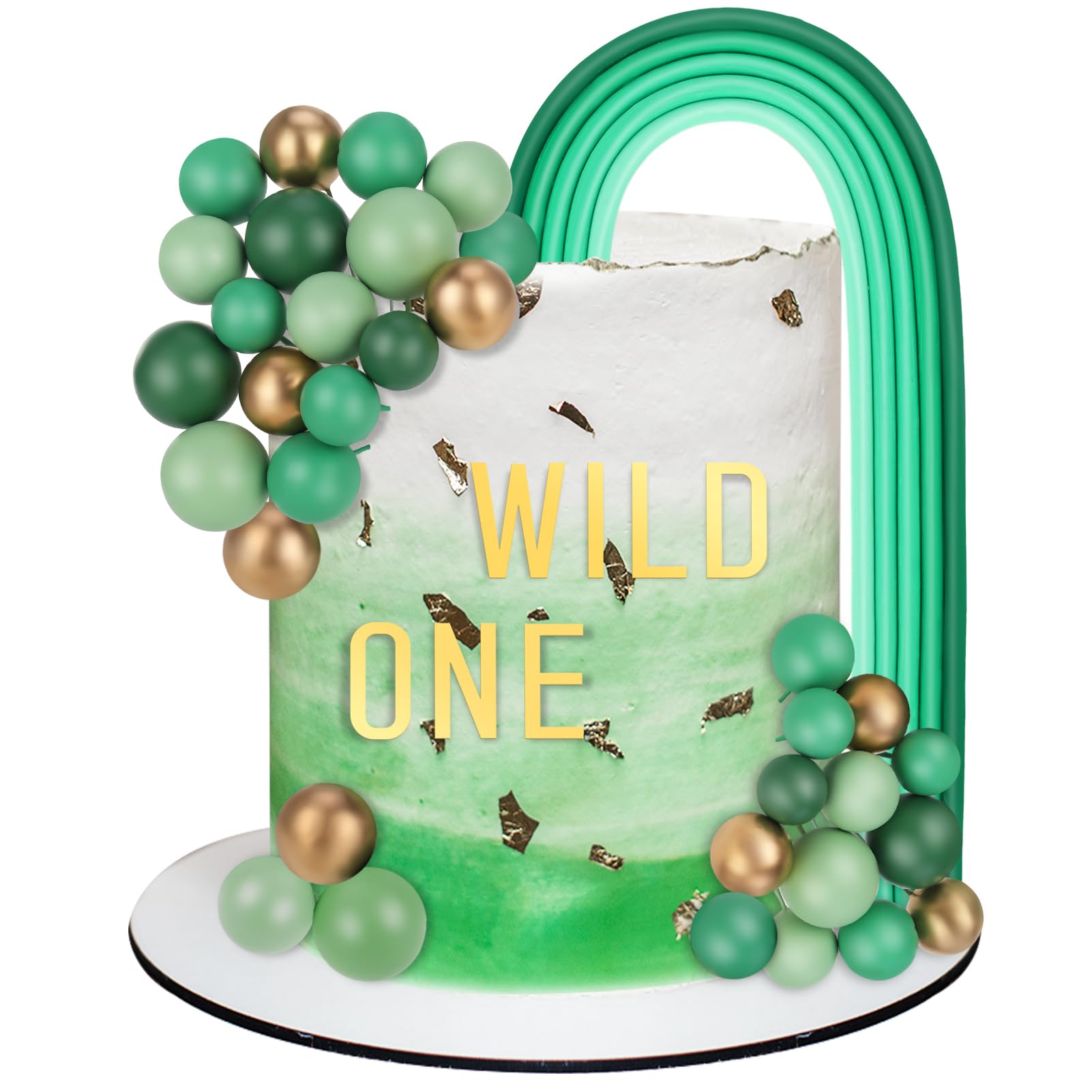 FRIUSATE Mini Cake Balls Toppers Foam Balls Pearl Ball Cupcake Toppers with Soft Pottery Rainbow and Acrylic Letters DIY Cake Decorations for Birthday Baby Shower Wedding Party Supplies