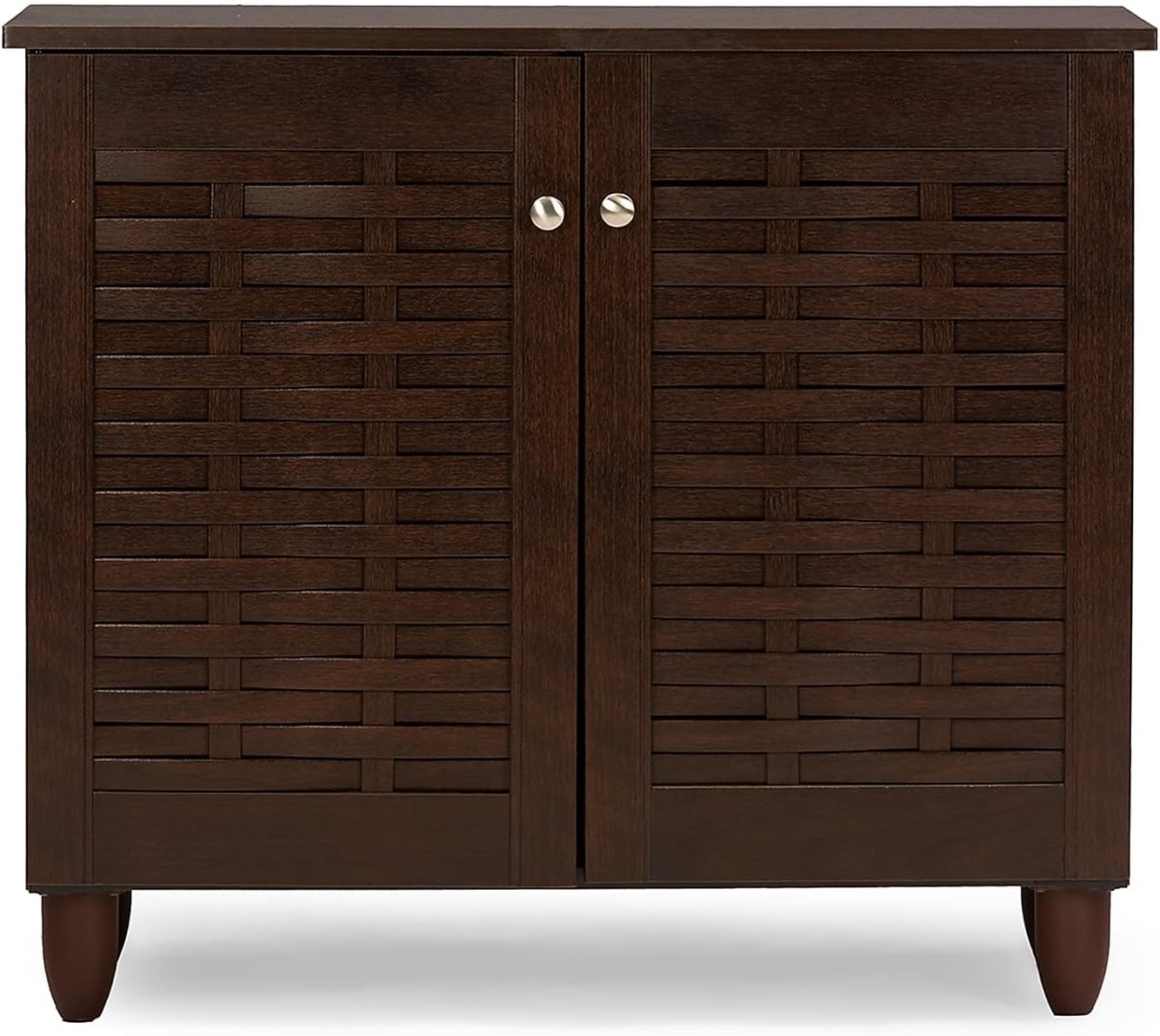 Baxton Studio Winda 2-Door Shoe Storage Cabinet, Dark Brown