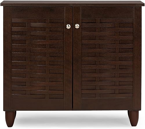 Baxton Studio – Gabinete para zapatos Winda, de 2 puertas, para entrada, Madera, Marrón