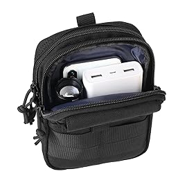 LefRight Multipurpose Tactical Molle Mobile Phone Belt Pouch EDC Gadget Slim Utility Waist Bag with Cellphone Holster Large Black