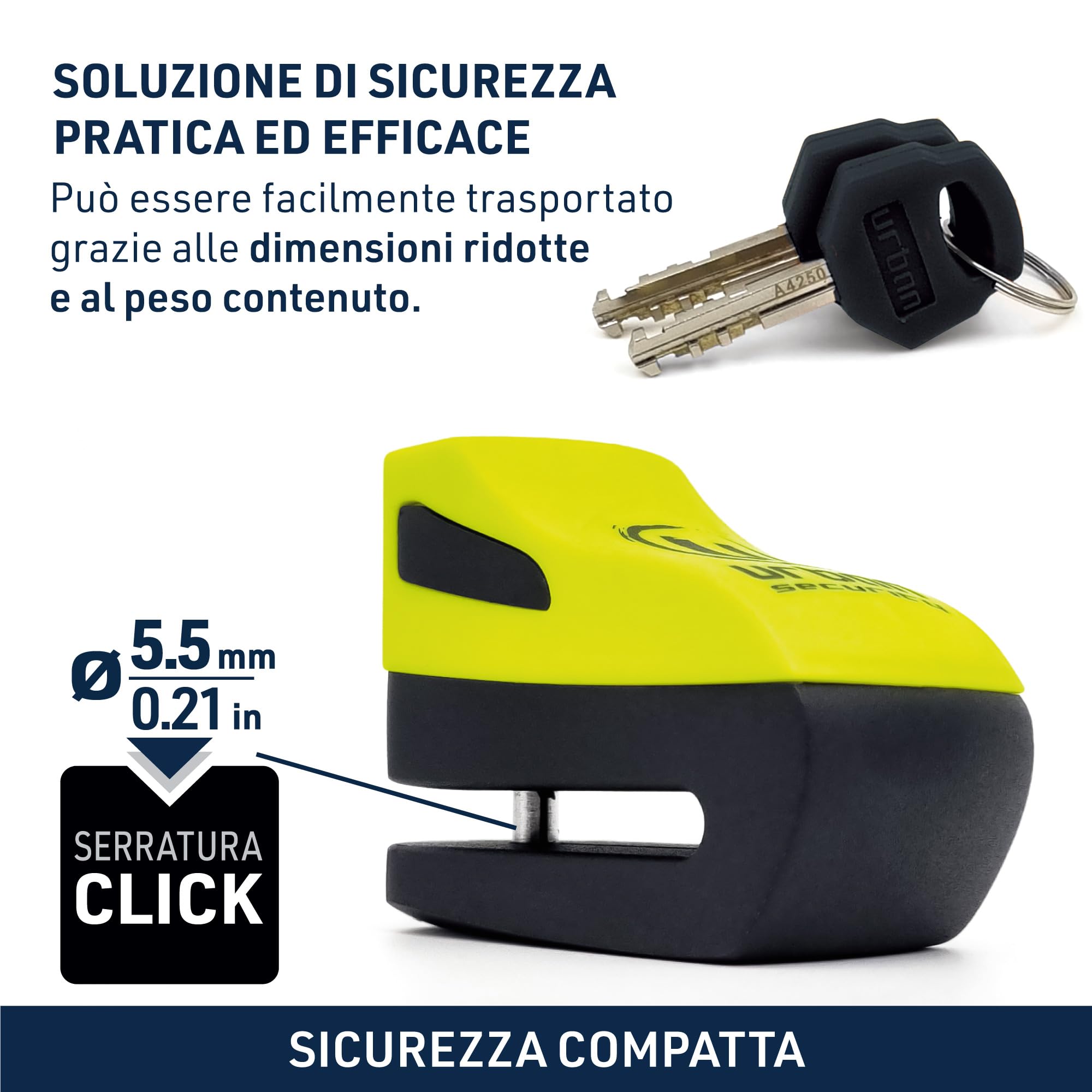 Bloccadisco Universale Urban 560A Per Moto E Bici - Ø7mm, Antifurto Visibile - Foto 3