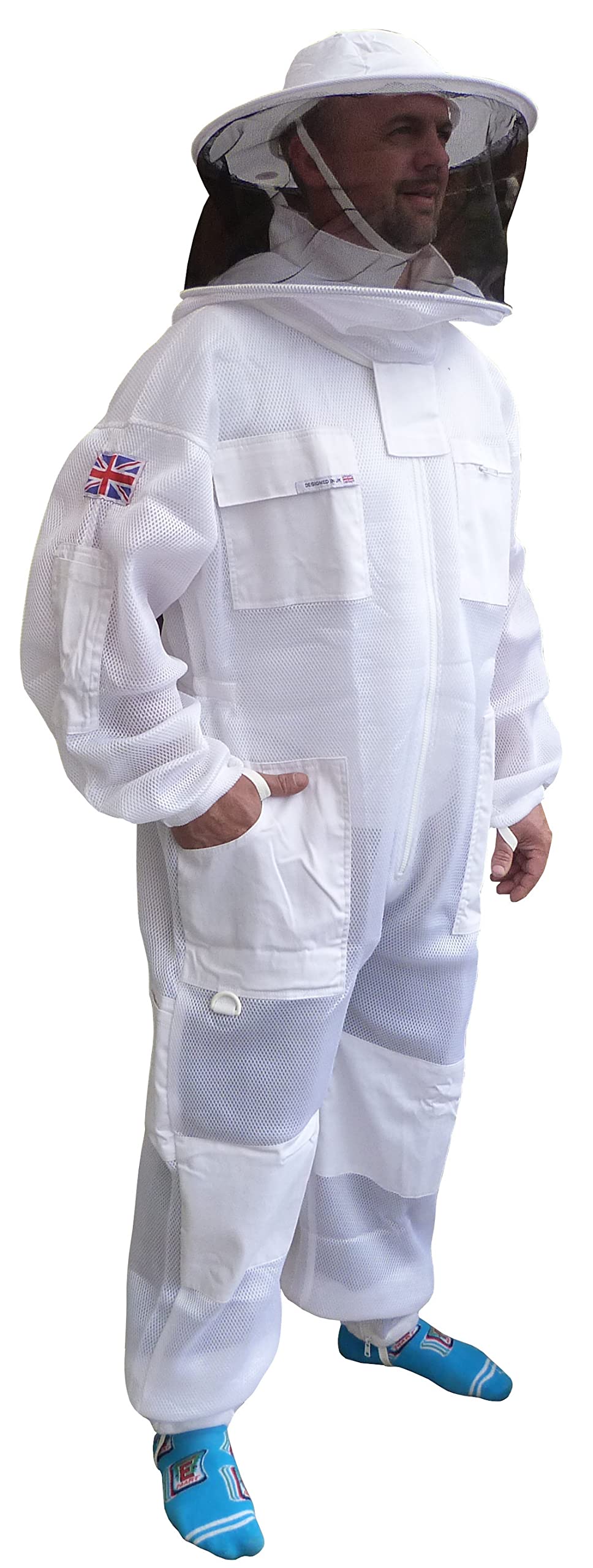 Bee Suit Air Mesh Round hat Ultra Ventilated Protective Beekeeping Suit Fully Body Bee Suit Bee Keeping Wasp Suit Beekeeper Protection Equipment