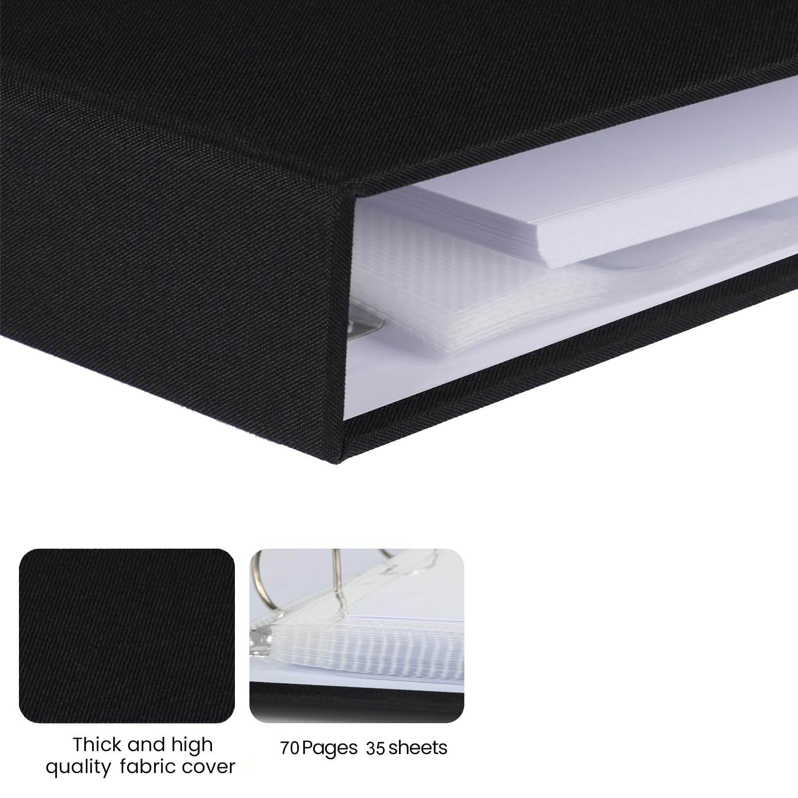 J.west Álbum de fotos de 12 x 12 pulgadas con 30 fundas de plástico, 60 páginas en blanco, cubierta de lino, carpeta grande de 3 anillas, álbum de fotos de boda, álbum de fotos, libro de recuerdos