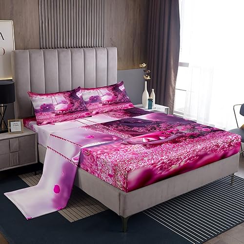 Erosebridal Pink Axolotl Twin Sheet Sets 3pcs, Cute Dreamy Newt Soft Bed Sheets 