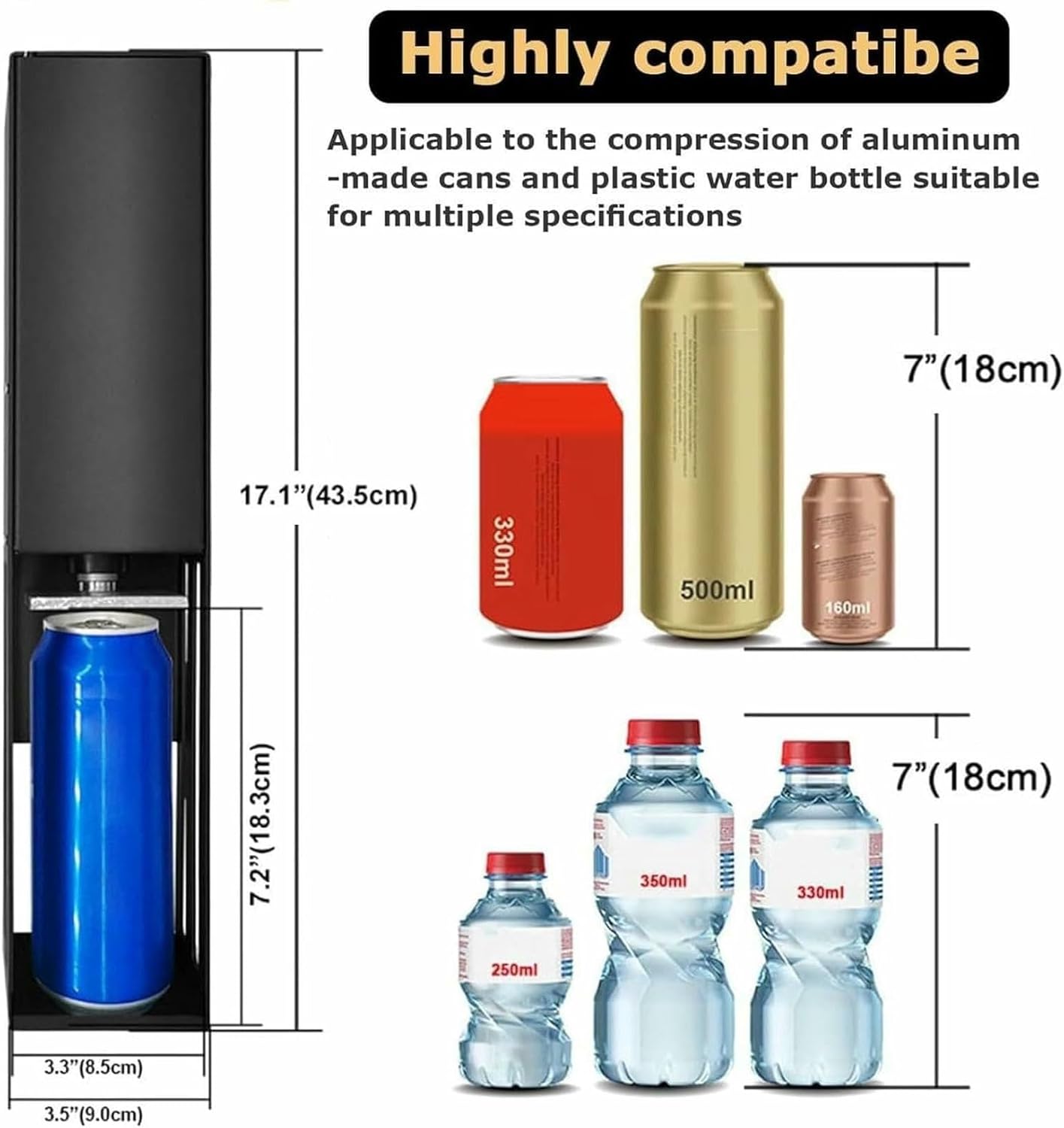Electric Can Crusher, Portable Can Compressor, Eco-Friendly Recycling Tool for recycling 12 oz and 16 oz Aluminum Seltzer, Soda, Beer Cans