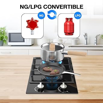 Gas Stove 2 Burner Propane Cooktop 12'', Nafewin Gas Cooktop Stove Burner