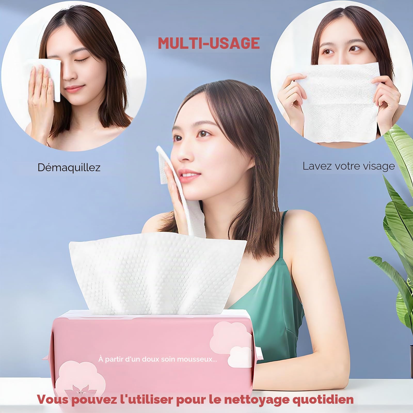 Coton Serviette Visage,200 Count Épais Et Absorbant Serviette Jetable pour Le Visage, Serviette De Nettoyage Multifonction, Serviette Visage Skincare