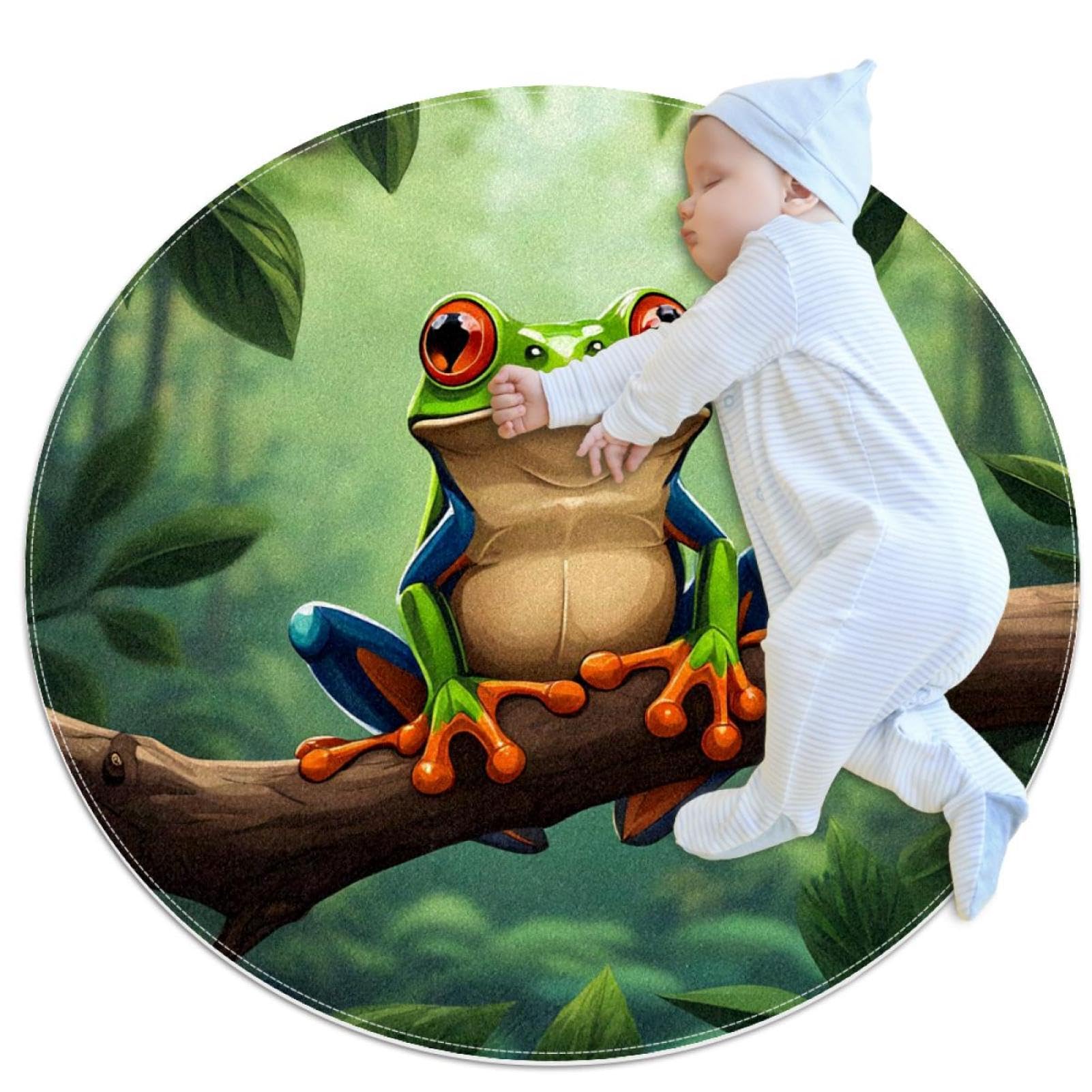Tapis salle de bain grenouille arborescente rond antidérapant de 1m