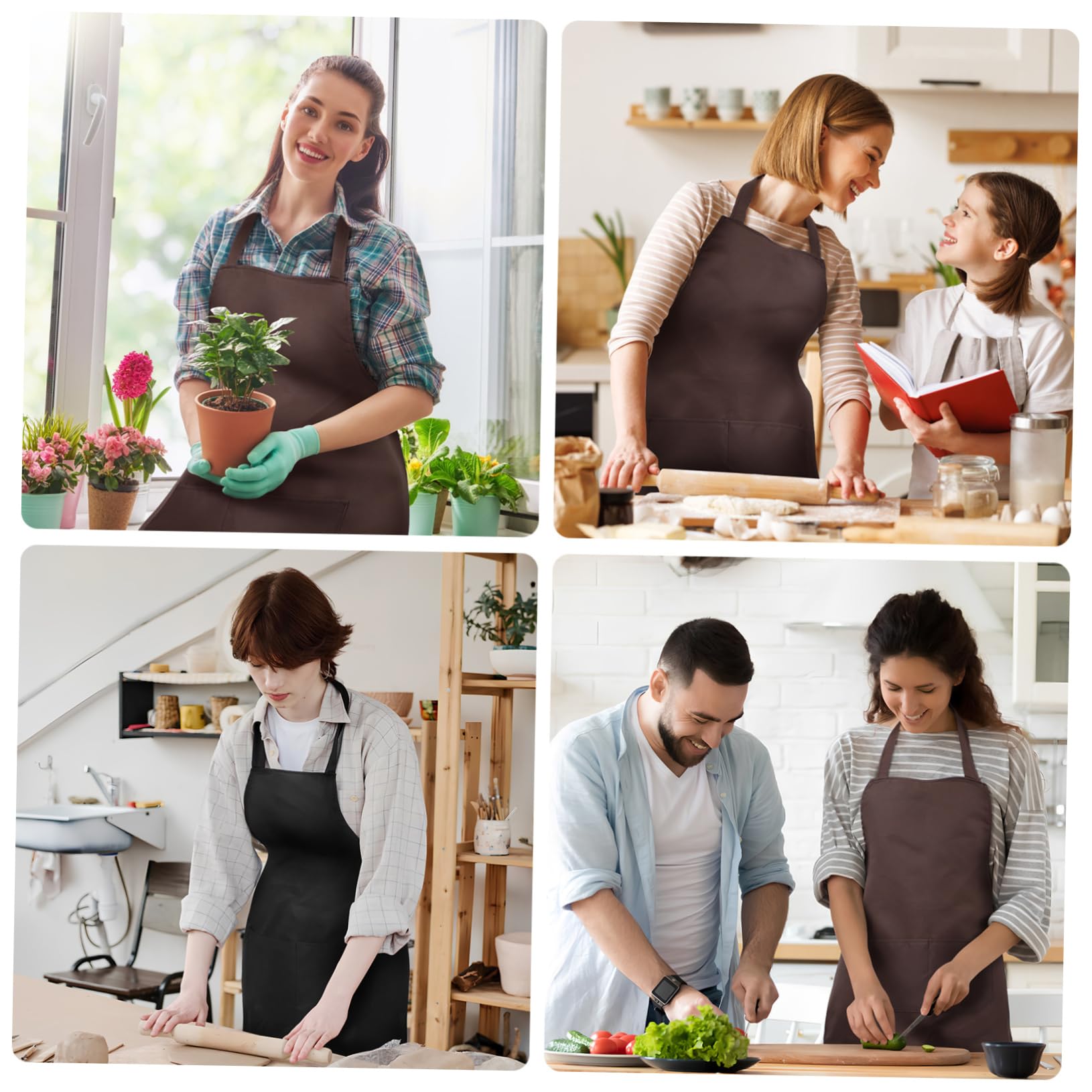 Baluue 12piezas Delantales De Cocina Unisex Con Bolsillo Delantales Para Chefs Estilistas y Diseño Cómodo y Para Cocinar