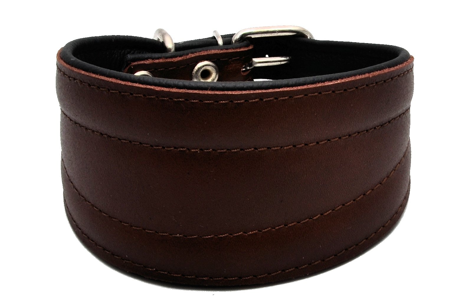 Zooleszcz BROWN Hand Made Greyhound Lurcher Whippet Real Leather Dog Puppy Collar (14")