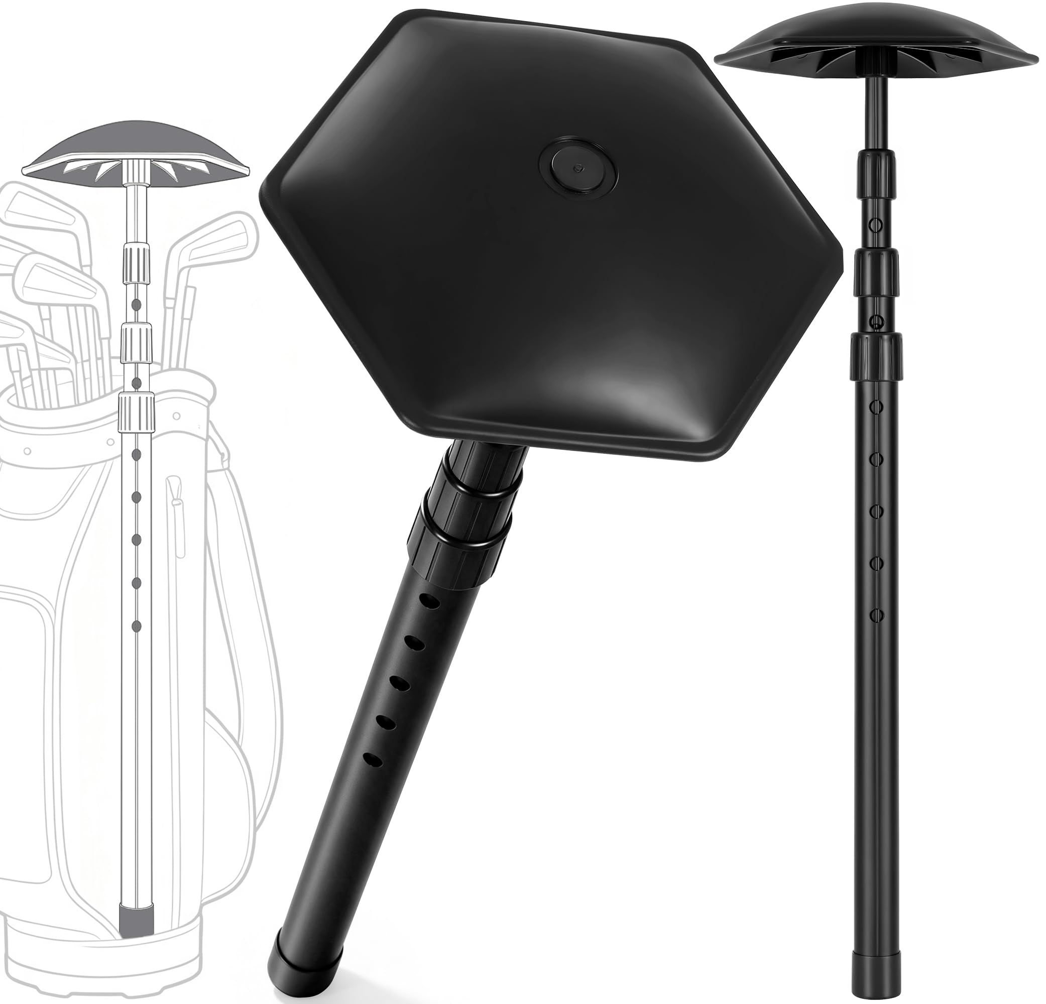 Adjustable Golf Travel Bag Support Rod,Telescopic Golf Club Stiff Arm Support Protector, Aluminium Alloy Golf Bag Stick Holder Fit for Club Protection, Golf Stand Protective Bag Accessory(Black-Black)