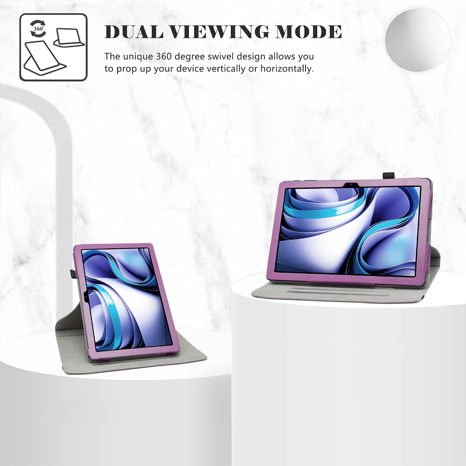 LiuShan Compatible BLU M10L Pro Rotation Case, 360 Rotation Stand PU Cover for 10.1" Tablet, Purple image 2