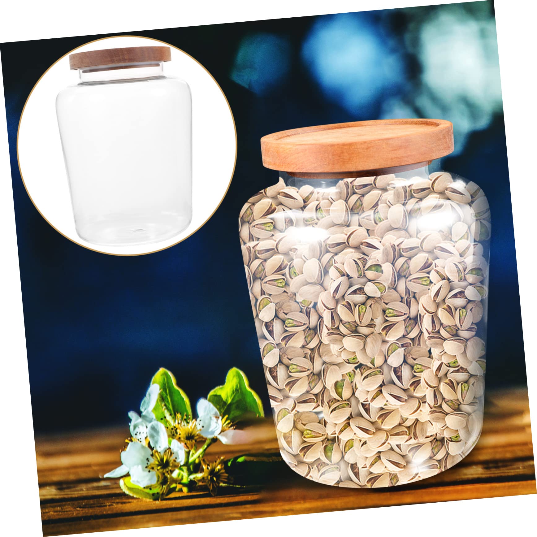 Tarro para Almacenar Alimentos de Vidrio de 1.5l Tapa de Madera Sellada Herméticamente para Conservar Alimentos Frescos Hogar