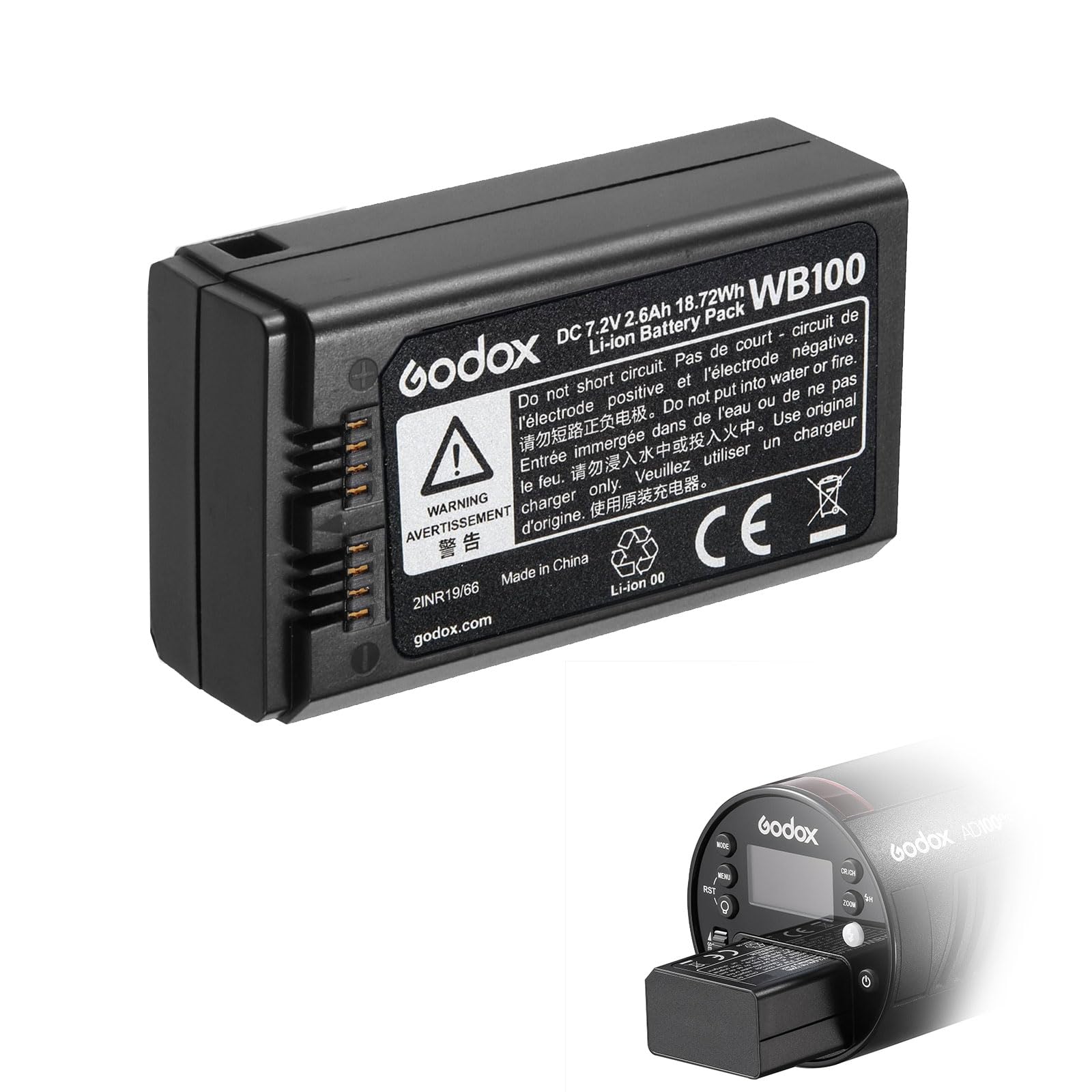 Amazon.com: GODOX AD100Pro & MF-R76 Original Battery – WB100 Amazon.com: GODOX AD100Pro & MF-R76 Original Battery – WB100