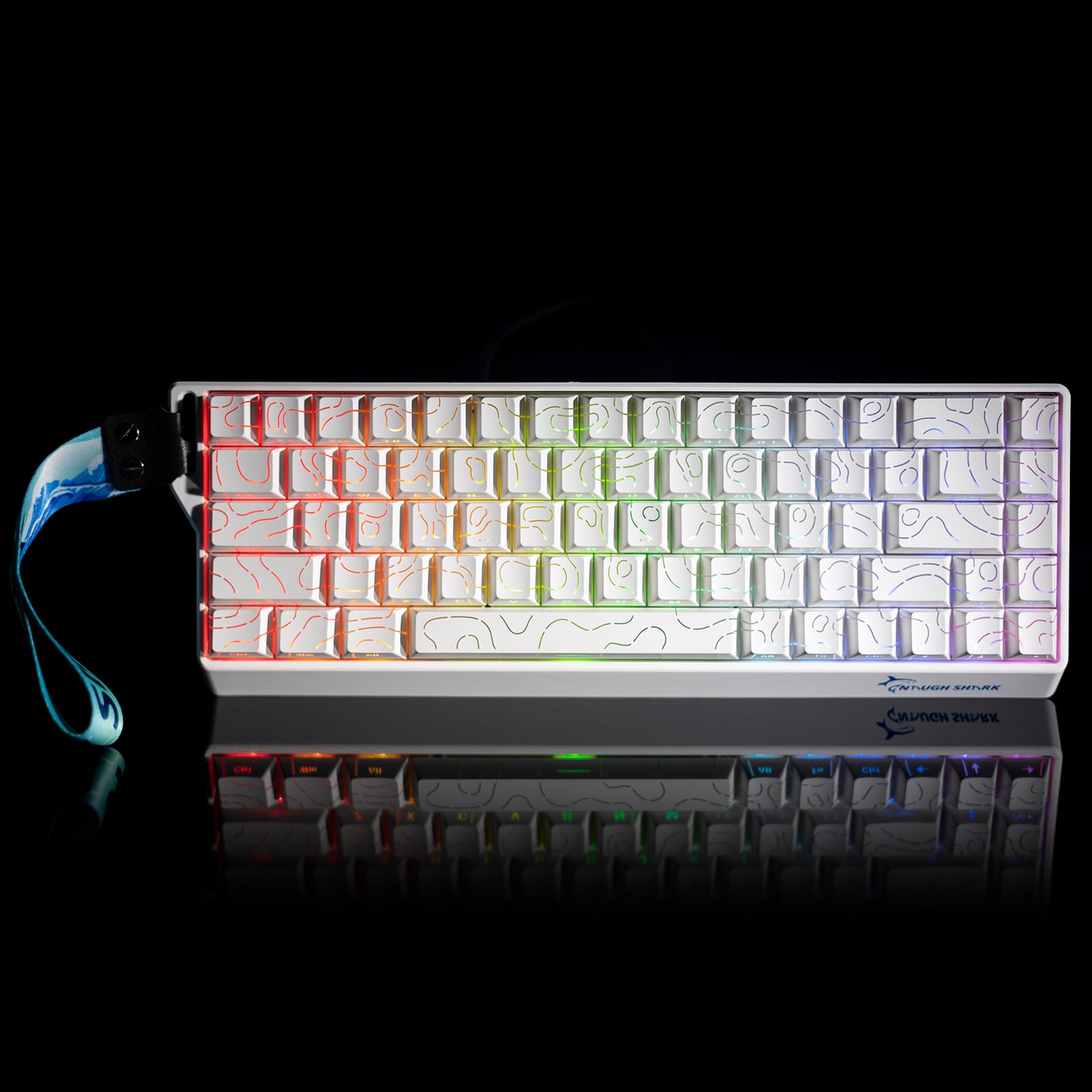 GK GAMAKAY x NaughShark NS68 Rapid Trigger - Teclado inalámbrico para videojuegos | BT/2.4GHz/Wired 8KHz 0,01 mm RT, interruptor magnético Outemu Peach Crystal (blanco lado impreso)