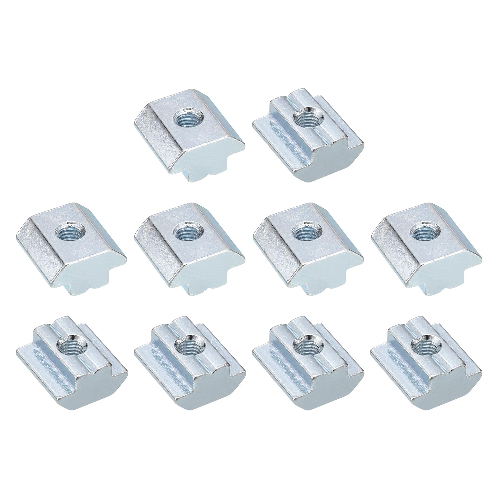 uxcell t Nuts, 12pcs - Galvanized Carbon Steel t Slot Bolts, 4545 Series M8 Hammer Head Fastener, Sliding t Nuts for Aluminum Extrusion Profile (Silver)