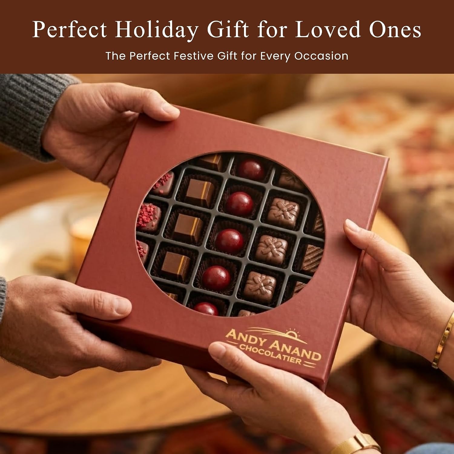 Andy Anand Chocolatier Gluten Free Vegan Dark Belgian Chocolate Truffles - Allergy Friendly Handmade Praline Collection, Assorted Flavor, Delicious Decadent Truffle Gift Box (25 Pcs)