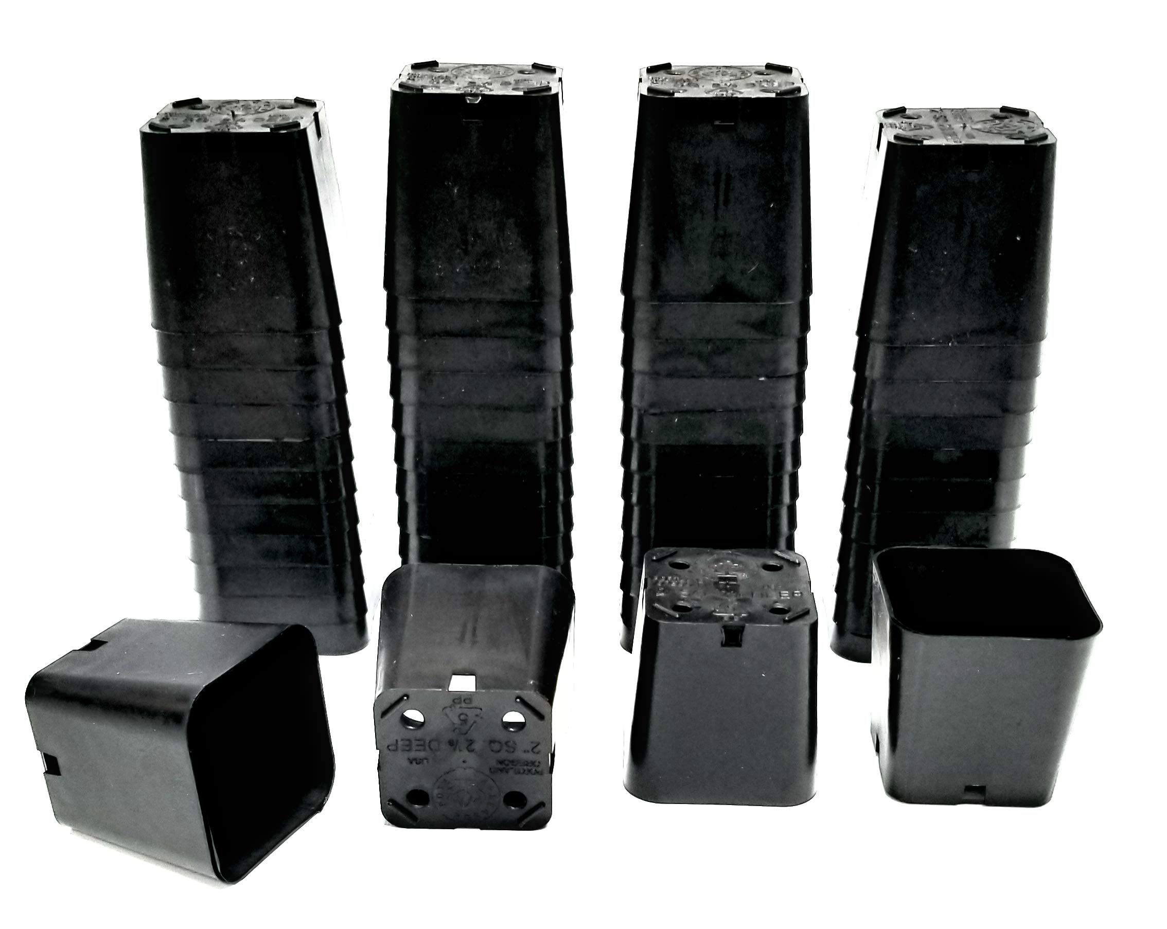 Fat Plants San Diego 2 Inch Plastic Planters/Pots - Black (100)