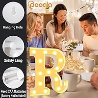 Vista 24 de Pooqla Letrero de Luces LED de Marquesina con Letras, Letra del Alfabeto Iluminada para Decoración del Hogar, Fiesta, Boda R