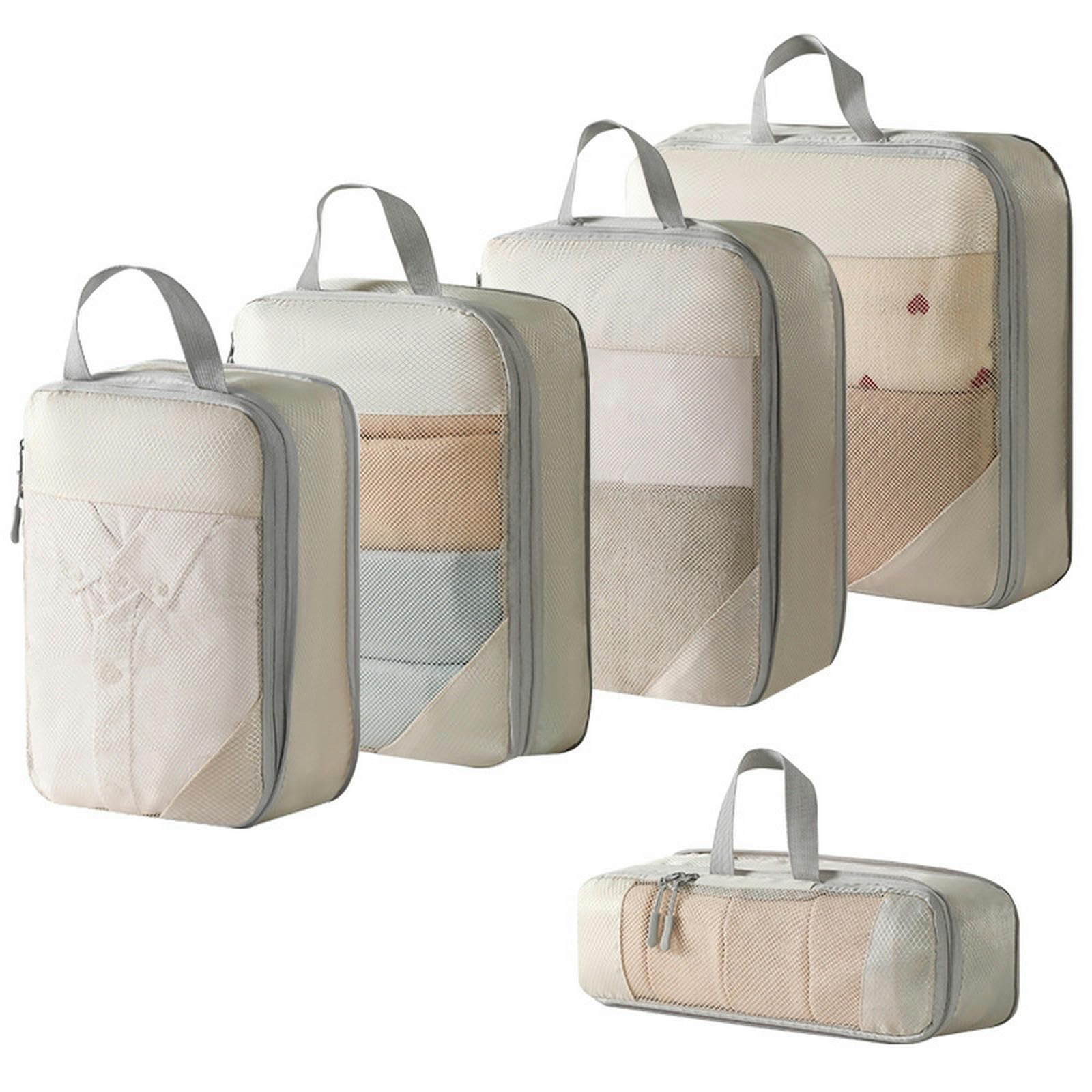 Cubi da imballaggio 5 6 Pezzi Organizzatore di Bagagli Portatili da Viaggio Borse portaoggetti per imballaggio a Compressione Borse per Scarpe con Borsa Pieghevole Leggera in Rete-6