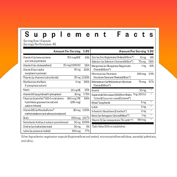 Seeking Health Multivitamin One - Supplement with Zinc, Vitamin B12, Vitamin A - Magnesium-Free Formula - Multivitamin Supports Methylation & Healthy Aging - 45 Capsules