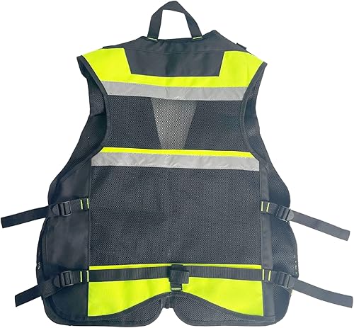 Miniatura 10 de Chaleco reflectante de seguridad con múltiples bolsillos y cremallera, chaleco de herramientas resistente para electricistas, carpinteros