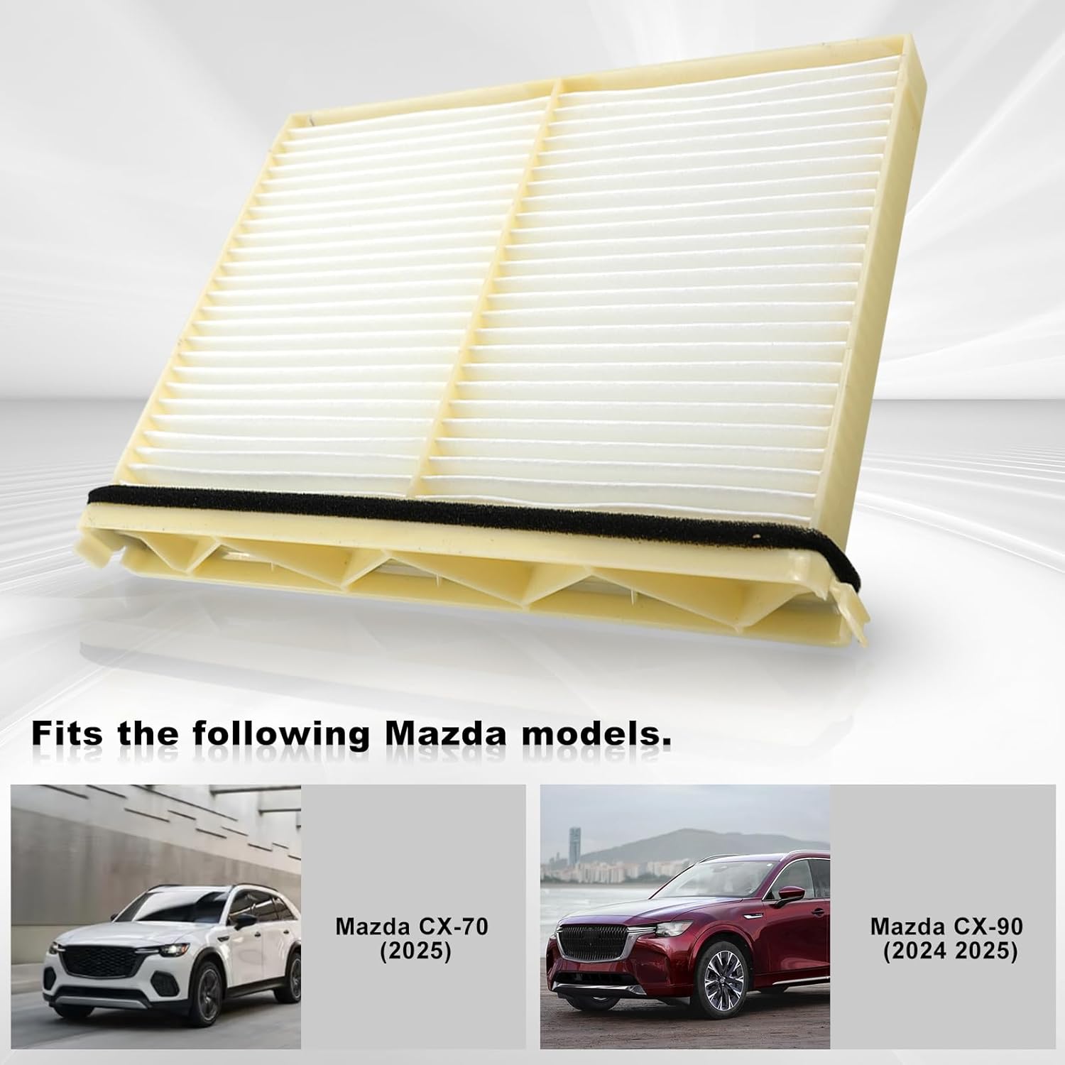 RYANSTAR RACING 2PCS Cabin Air Filter Replacement for Mazda CX-90 2024-2026 CX-70 2025-2026 Activated Carbon HEPA Cabin Filter Replaces KR9P-61-J6X