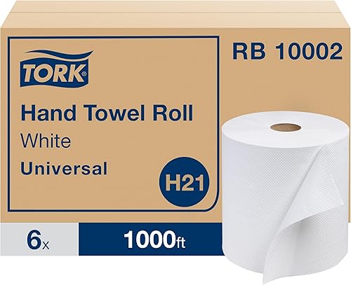 Miniatura 2 de Rollo de toallas de mano de papel Tork blanco H21, universal, 100% fibra reciclada, 6 rollos x 1000 pies, RB10002