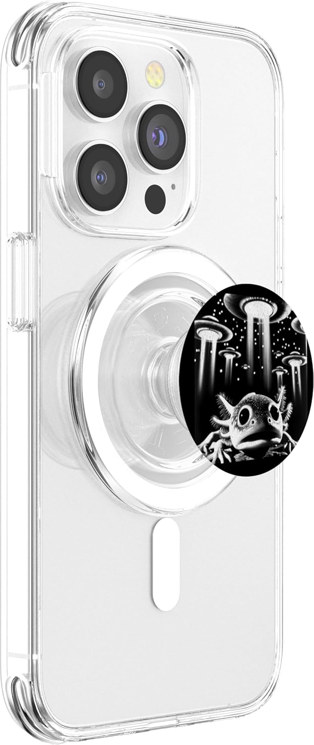 Axolotl UFO | Funny Invasion Meme Alien Axolotl UFO Selfie PopSockets MagSafe PopGrip for iPhone