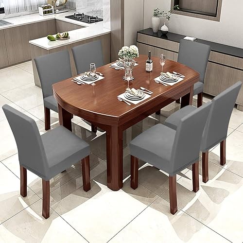 Miniatura 2 de Fundas para silla de comedor Yisun, fundas elásticas para silla de comedor, funda protectora para silla de comedor, Tela mezcla de poliéster, Gris