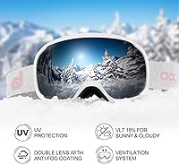 Vista 7 de Odoland Snowboard Helmet, Ski Helmet with Ski Goggles for Adults & Youth, Durable PC Shell & EPS Foam, Safety Snow Helmets Goggles for Men Women