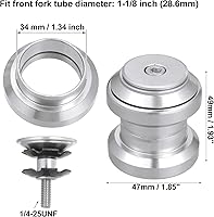 Vista 4 de X AUTOHAUX 1.339 in 1-1/8" Auriculares de bicicleta sin rosca Combo Auriculares externos sin rosca Auriculares de cartucho sellado MTB Road Headset