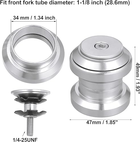 Miniatura 4 de X AUTOHAUX 1.339 in 1-18" Auriculares de bicicleta sin rosca Combo Auriculares externos sin rosca Auriculares de cartucho sellado MTB Road Headset