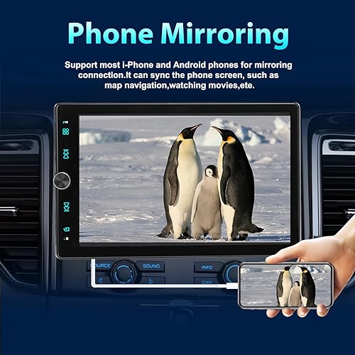 Miniatura 5 de Pantalla táctil de radio de coche de un solo DIN (giratoria de 10.4 pulgadas) compatible con Apple CarPlay inalámbrico Android Auto estéreo de coche