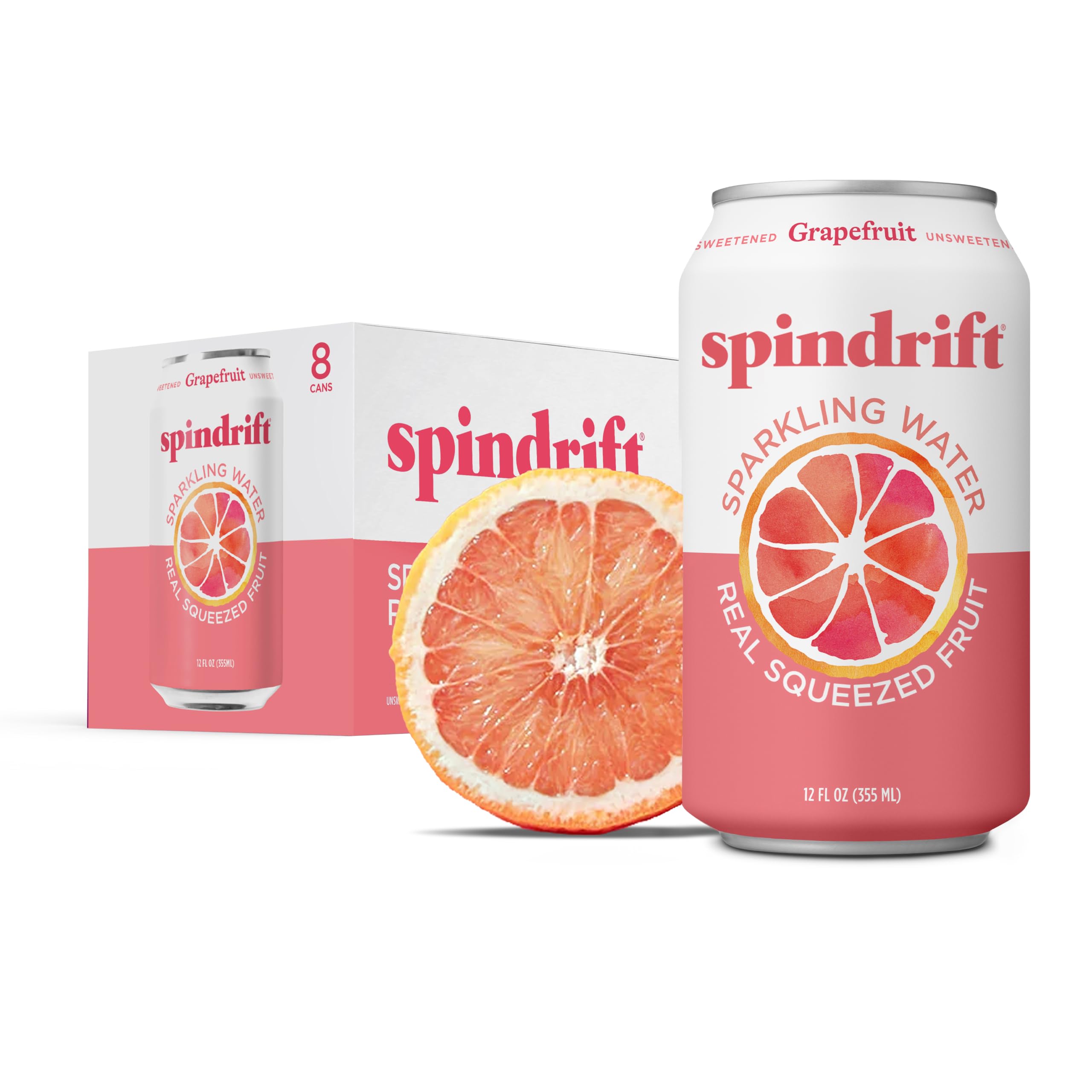 Spindrift Grapefruit Sparkling Water, 12 Fl Oz (Pack of 8)