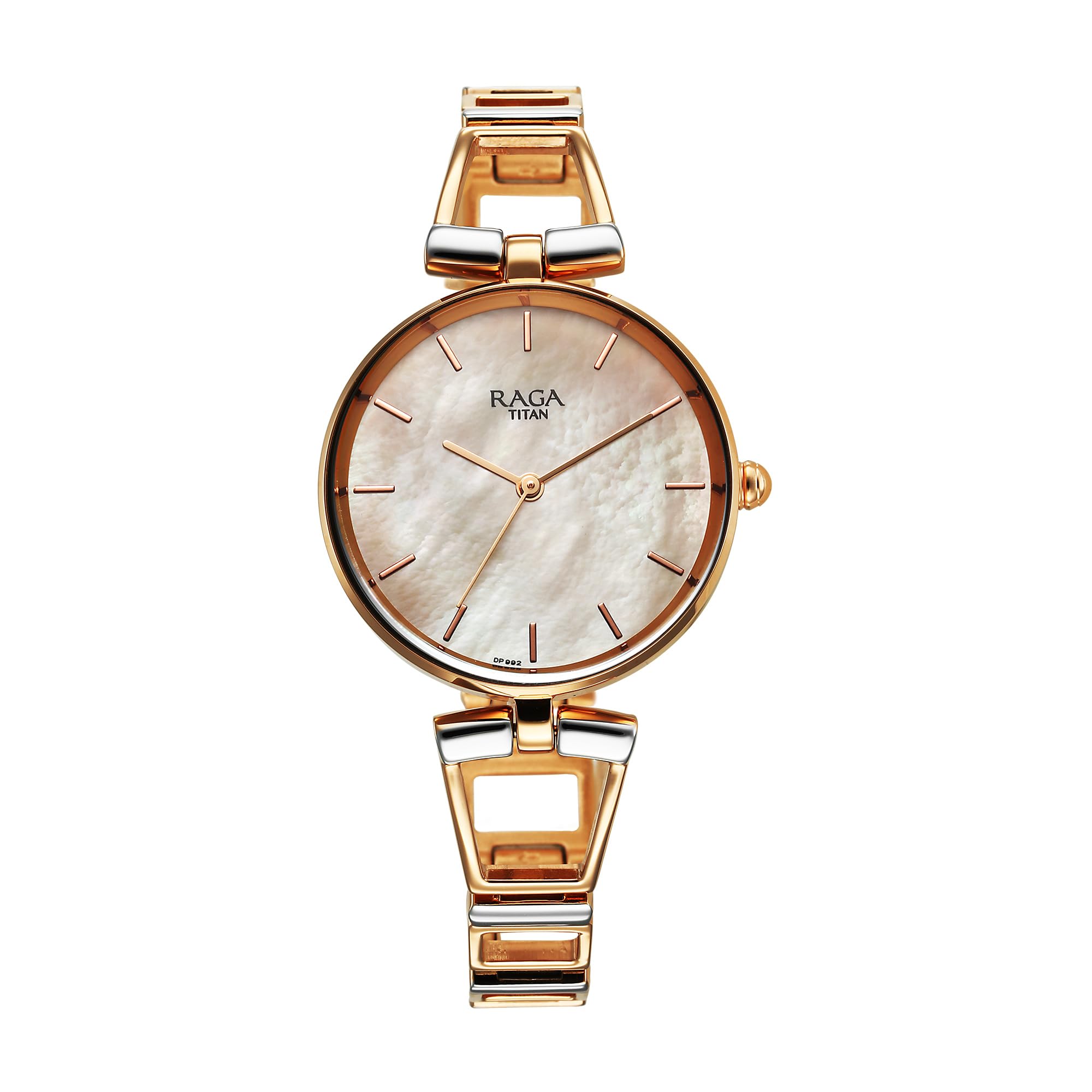 Titan Raga Ascend Quartz Analog Mother of Pearl Dial with Two Toned Color Metal Strap Watch for Women-2747KM01/NT2747KM01-picture-53