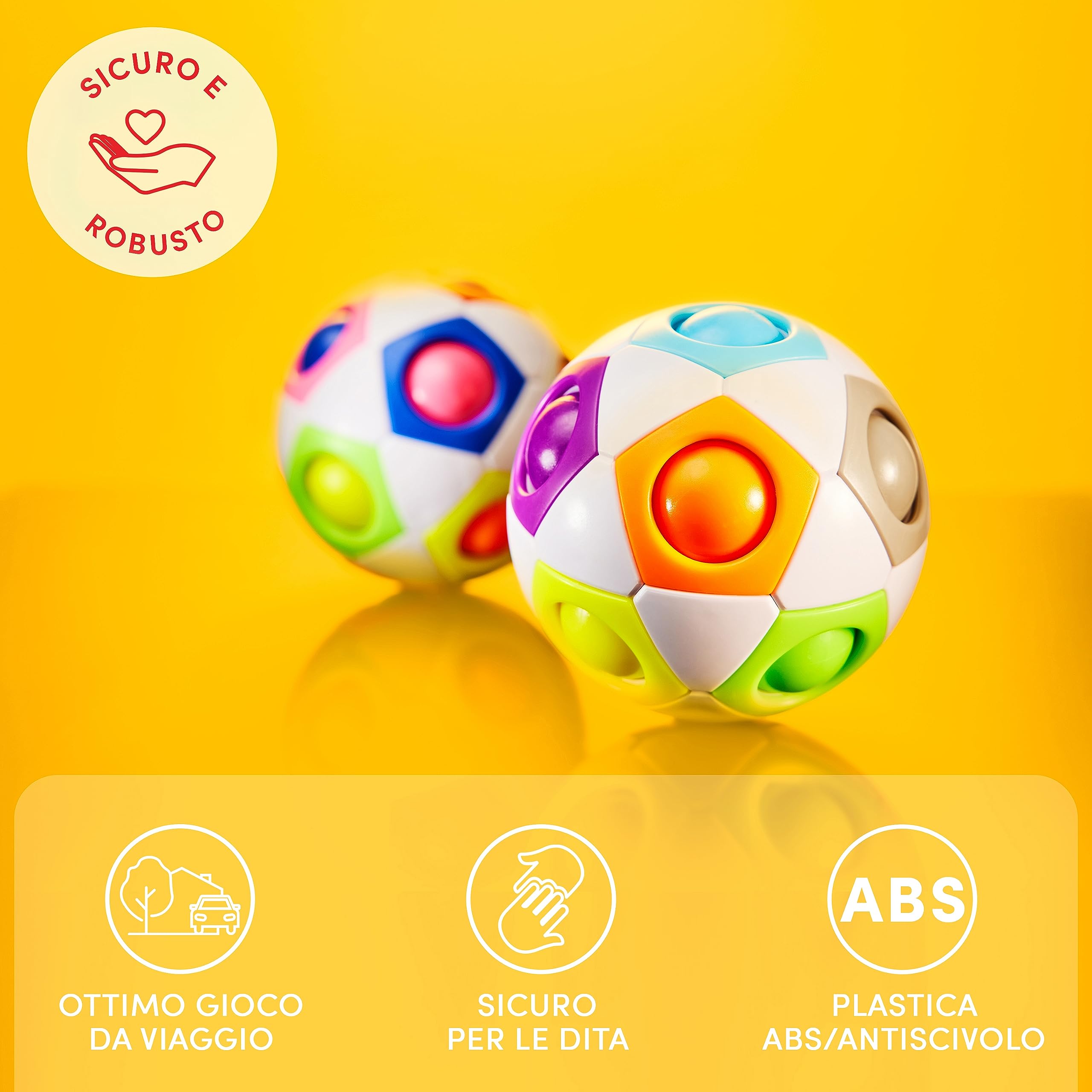 CUBIDI® Magic Rainbow Ball FOOTBAL I Giocattoli per lo sviluppo di Abilità I Palla Magica I Puzzle 3D per bambini e bambine a partire da 6 anni - Rompicapo e Palla Antistress per Bambini e Adulti