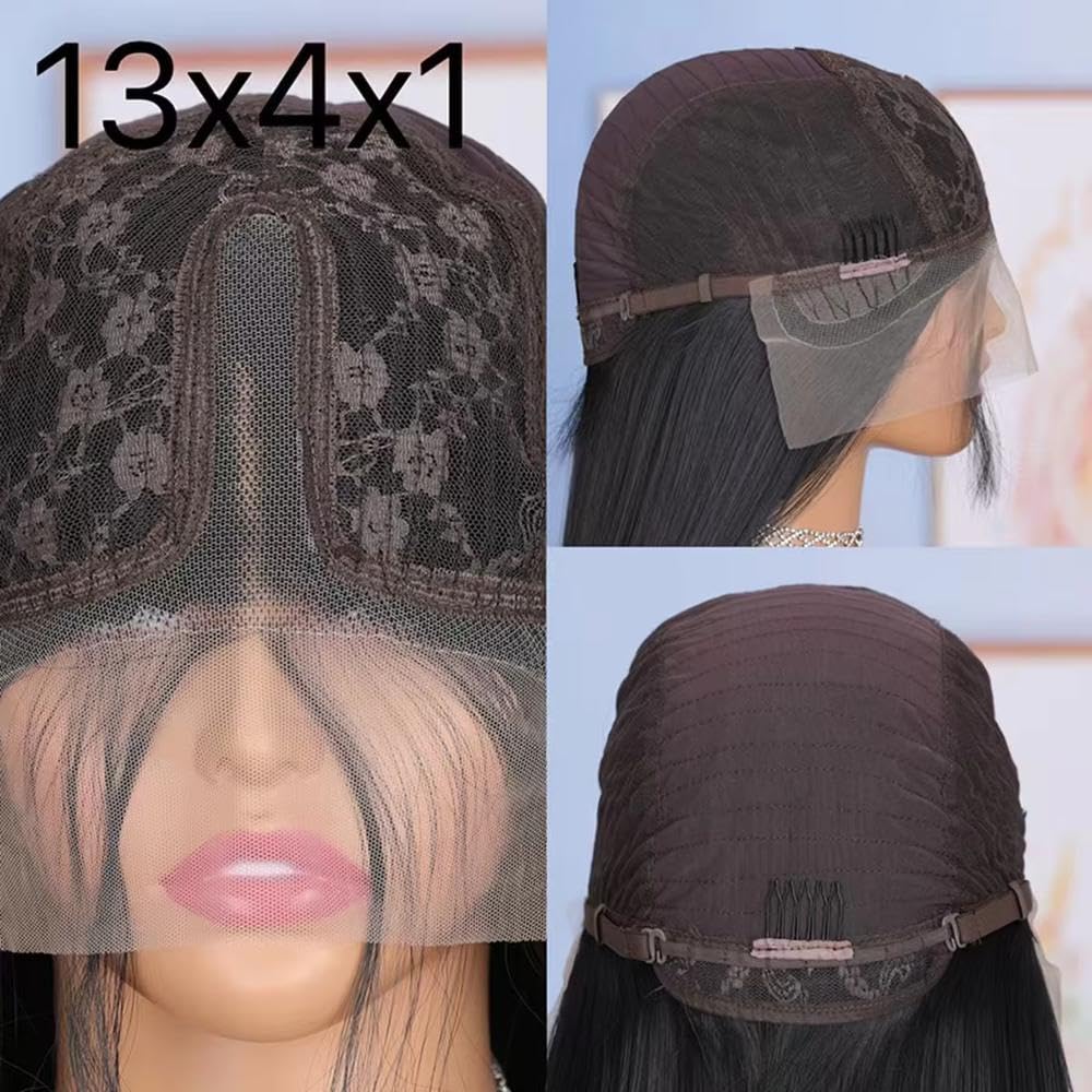 Haarpflege 13X4X1 HD Spitze Frontal Perücke Für Frauen Schwarz Tiefe Welle Vorgezupft Mit Baby Haar Cosplay Täglich