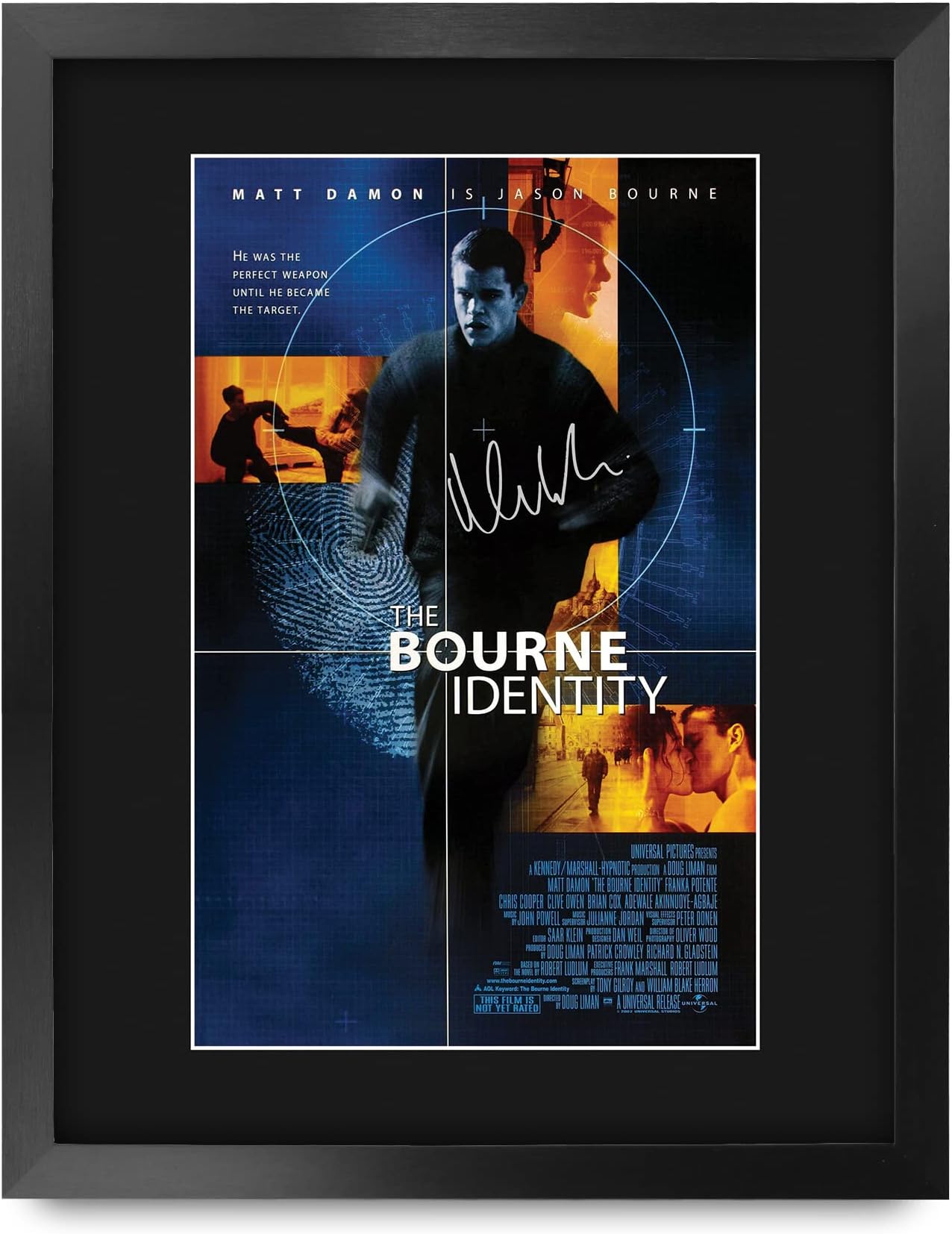 HWC Trading Framed 11" x 14" Print - The Bourne Identity Matt Damon Gifts Mounted Printed Poster Signed Autograph Picture for Movie Memorabilia Fans