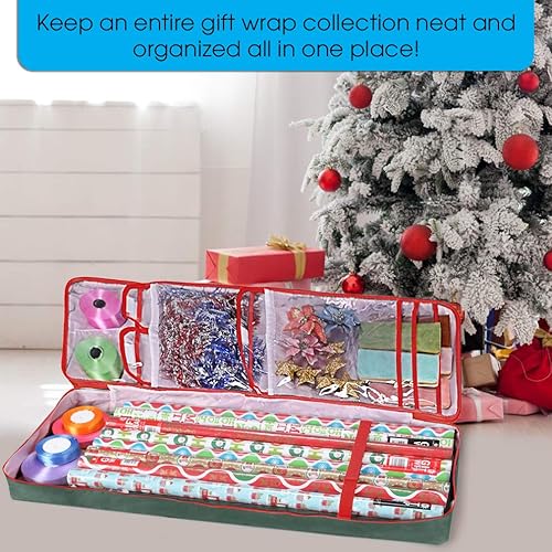 Miniatura 6 de Primode Organizador de papel de regalo de Navidad  Caja de almacenamiento de papel de regalo (37 x 14 x 4 pulgadas) fabricada con material Oxford