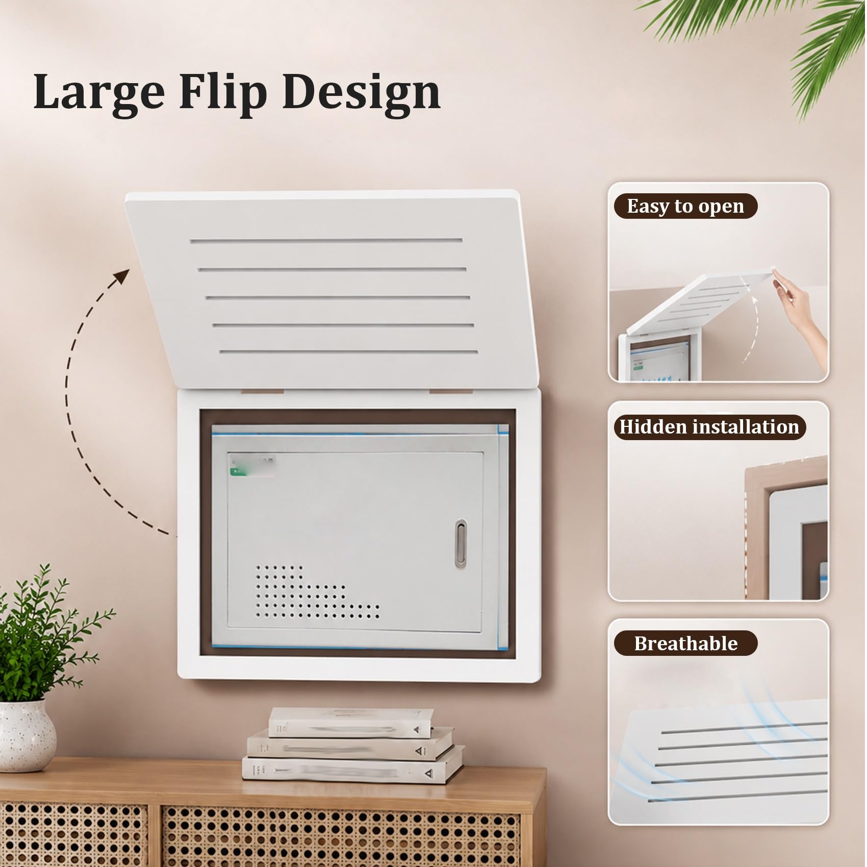 Sportello ispezione parete/soffitto, copri contatore ventilato | Apertura a ribalta, copertura per quadro elettrico, facile da installare e design discreto(WhiteA,45x35cm/18x14in)