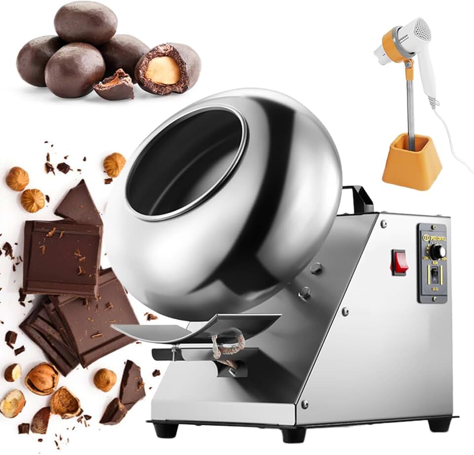 Commercial Sugar Coating Machine | Chocolate Bean Coating Polishing Machine | Output:1-4kg/Time | Adjustable Speed | Uniform Heating | Make Batches of Dragee from Any Kinds of Fillings