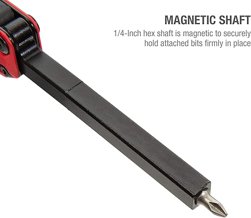 Miniatura 5 de Steelman Destornillador de bolsillo magnético plegable 10 en 1 con clip de transporte y abridor de botellas, incluye puntas ranuradas de 316