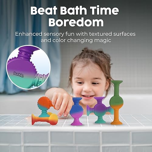 Vista 12 de BUNMO Juguetes de baño de succión - Conecta, construye, crea – Juguetes de baño para niños pequeños – Horas de diversión y creatividad – Habilidades