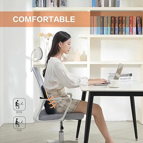 Miniatura 7 de Almohada Lumbar Súper Cómoda, Almohada de Soporte Lumbar para Alivio del Dolor de Espalda con Correa Ajustable, 100% Espuma Viscoelástica y Funda